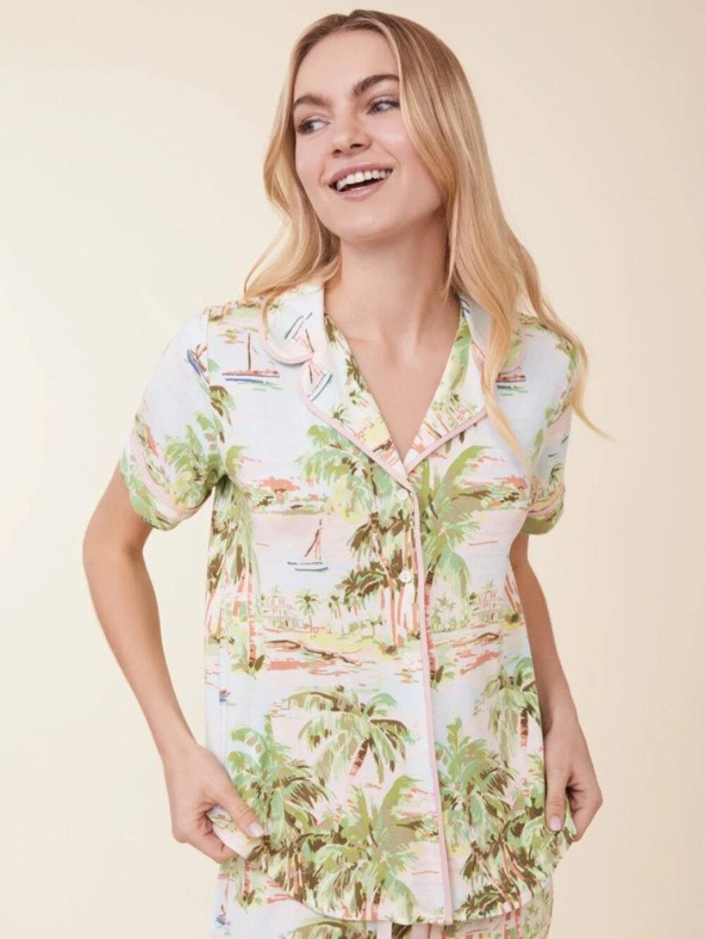 Spartina 449 Short Sleeve Pajama Top Overboard Coastal Dreams SMALL